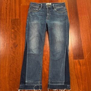 Unpublished Mid Rise Bootcut Raw Hem Ankle 70's Retro Boho Casual Denim Jeans